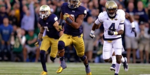 Notre Dame player appeared to hurt his knee badly while celebrating