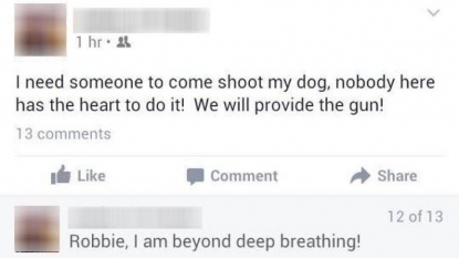 Facebook post: ‘I need someone to shoot my dog’