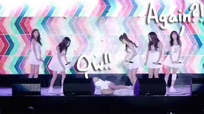 K-pop girls fall on slippery stage 9 times