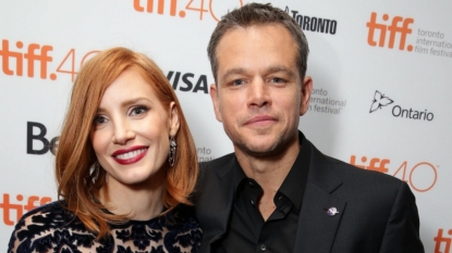 Matt Damon and Jessica Chastain attend The Martian premiere