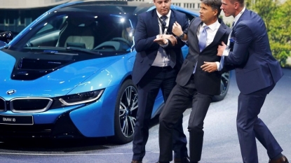 Motor show: BMW chief executive collapses on stage