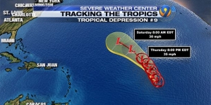 New tropical depression forms in central Atlantic, currently posing no threat