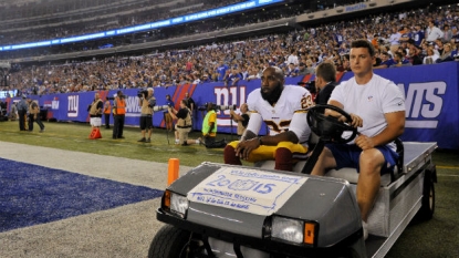 Redskins DeAngelo Hall helped off the field