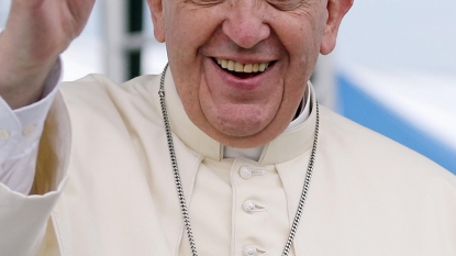 Pope Francis canonizing a saint at the nation’s capitol