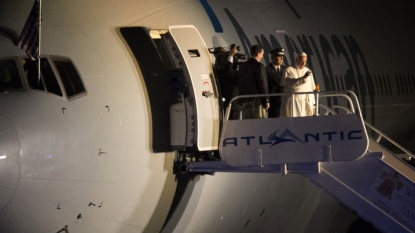 Pope Francis meets baby pope