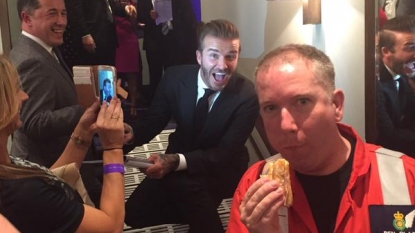 Pride of Britain Awards 2015: David Beckham photobombs Alton Towers hero