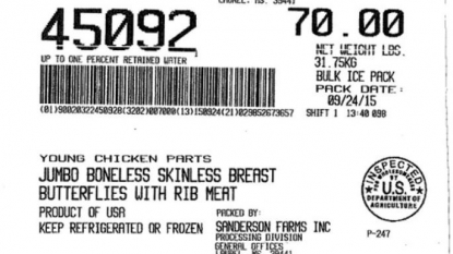 Sanderson Farms Recalling a Half-Million Pounds of Chicken