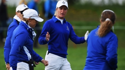 Europe’s Suzann Pettersen apologises for her behaviour at Solheim Cup