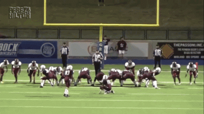 Video shows kicker accidentally bounce football off referee’s head, making the