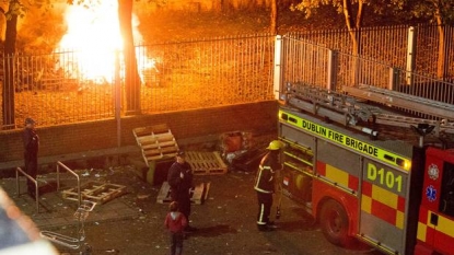 Dublin Fire Brigade attend bonfire off James Street