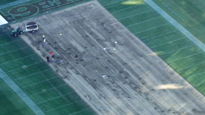 Levi’s Stadium turf sinks under Ravens kicker Justin Tucker’s plant foot