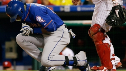 Mets slugger Cespedes hit by pitch, no bones broken