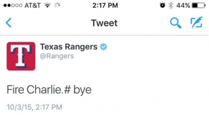 Rangers employee fired after posting ‘Fire Charlie’ tweet during Longhorns