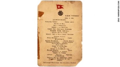 Titanic menu goes for $88000