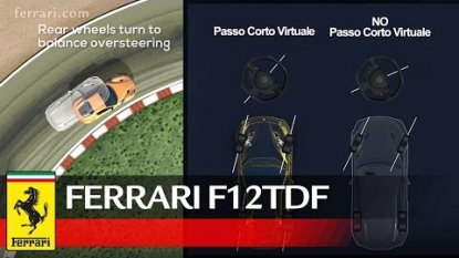 Watch how the Ferrari F12tdf’s rear-wheel steering system works