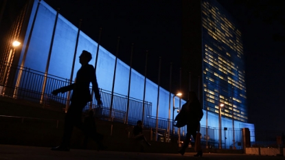 World Famous Landmarks in Blue Light on United Nations 70th Anniversary