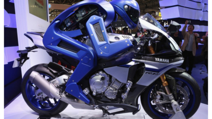 Yamaha Motobot autonomous humanoid on display at 2015 Tokyo Motor Show