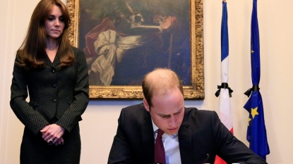 Duke and Duchess of Cambridge pay tribute to Paris victims