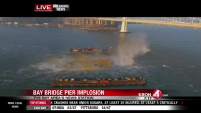 Largest support pier of old San Francisco-Oakland Bay Bridge demolished