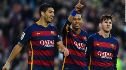 Messi, Neymar, Suarez strike to keep Barca rolling