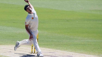 Mitchell Starc bowls a 100mph ball