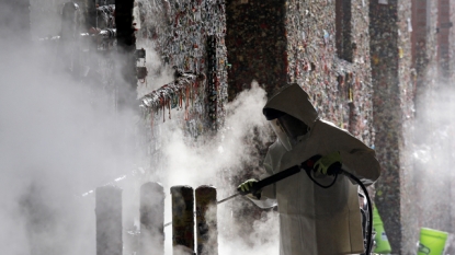 Seattle gum wall gets its scrubbing