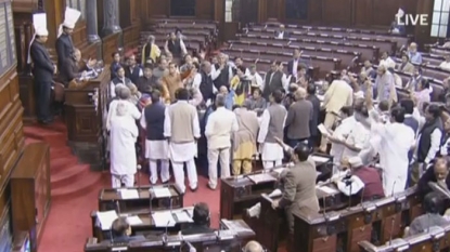 Lok Sabha works amid Congress protests, walkout