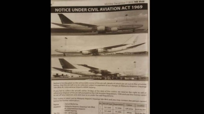 Malaysia hunts owners of Boeing 747s abandoned at airport