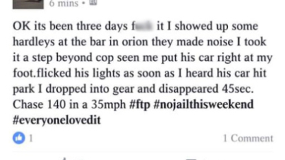 Michigan biker nabbed after Facebook post about eluding cops