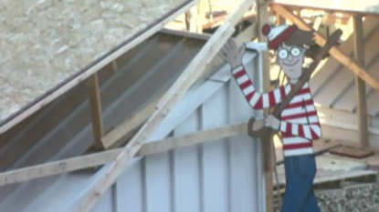 Worker builds giant ‘Waldo’ to cheer up kids in hospital