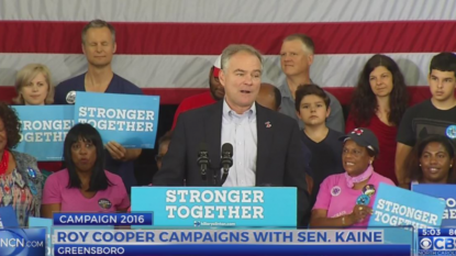 Democratic VP nominee Kaine campaigns in North Carolina