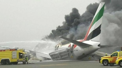 Emirates airliner with 275 onboard crash lands in Dubai