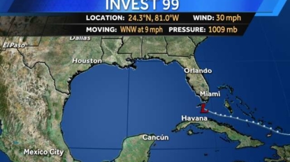 Tropical depression moving into the Gulf of Mexico