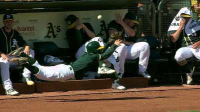 A’s score 3 in the eighth to beat Angels 3-2