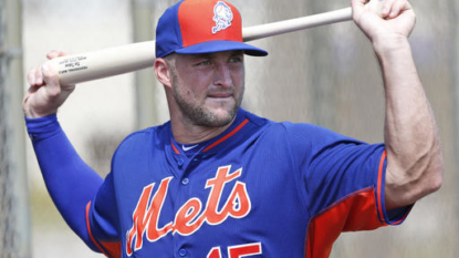 Tim Tebow 1st Day At Mets Camp … Wearing #15 Jersey