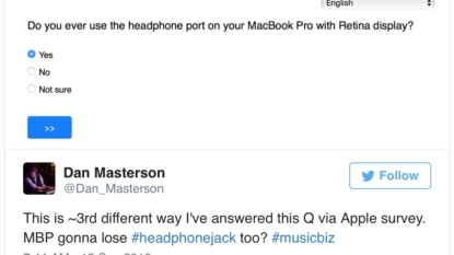 Apple surveying MacBook Pro customers: do you use that headphone jack?