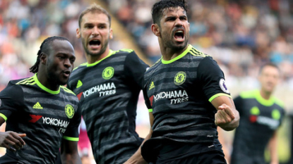 Costa brace rescues ragged Chelsea at Swansea