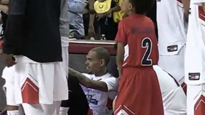 Chris Brown Sits During National Anthem at Celebrity Basketball Game on 9/11