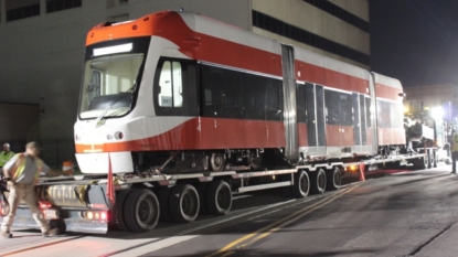 Detroit receives 1st streetcar for new light rail system