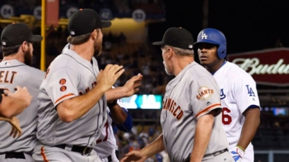 Madison Bumgarner and Yasiel Puig get into altercation, benches clear