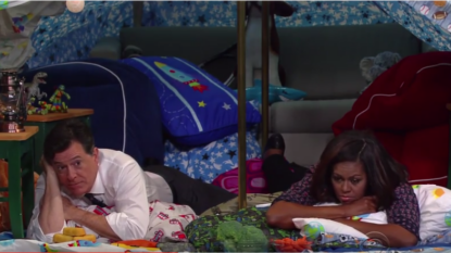 Michelle Obama Joins Stephen Colbert in His Blanket Fort