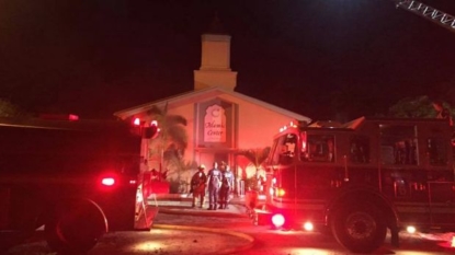 Video shows man approaching Florida mosque before fire