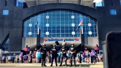 Police on standby as protesters gather at Charlotte stadium