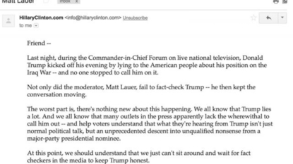 NBC’s Lauer gets pummeled for his moderating of forum