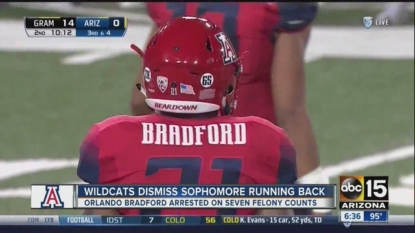 Arizona Wildcats running back Orlando Bradford dismissed following arrest