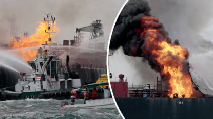 Fuel tanker continues to burn off Mexico’s Gulf coast