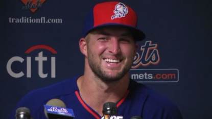 Tim Tebow jerseys on sale on his 1st day of Mets camp