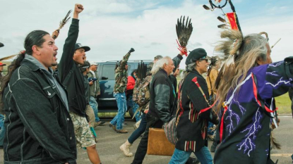 Native Americans and supporters gather to back North Dakota oil pipeline protestors