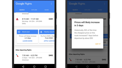 Google Flights now warns you when plane fares will increase