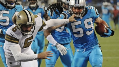 Luke Kuechly in concussion protocol following hit